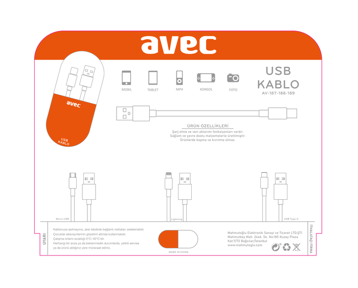 AVEC AV-187 Micro USB Kablo - 3