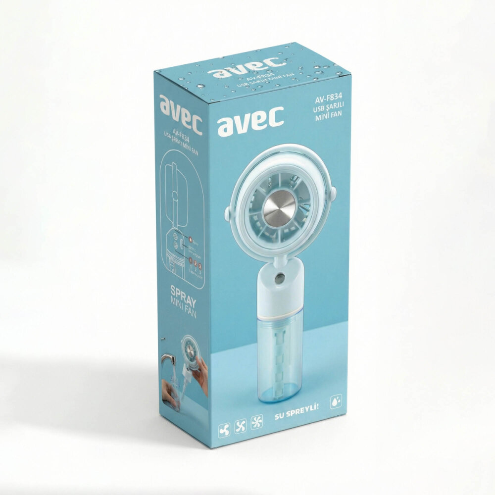 AVEC AV-F834 USB ŞARJLI SU SPREYLİ MİNİ FAN - 10