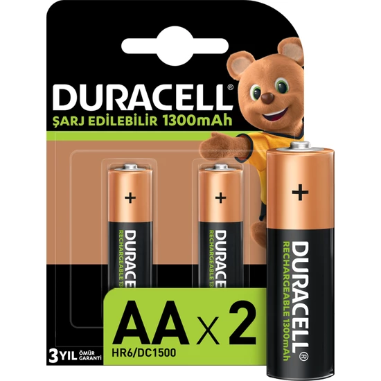 Duracell - DURACELL 1300 MAH ŞARJLI KALEM PİL 2Lİ 