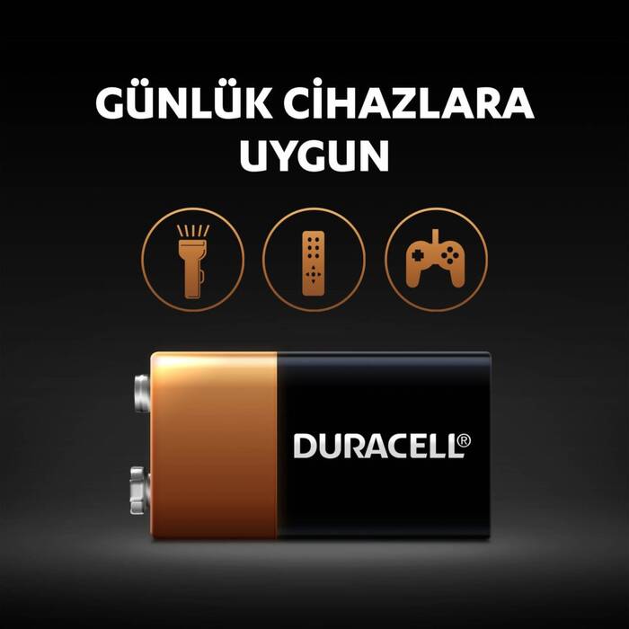 Duracell 9 Volt Pil 1'li - 3