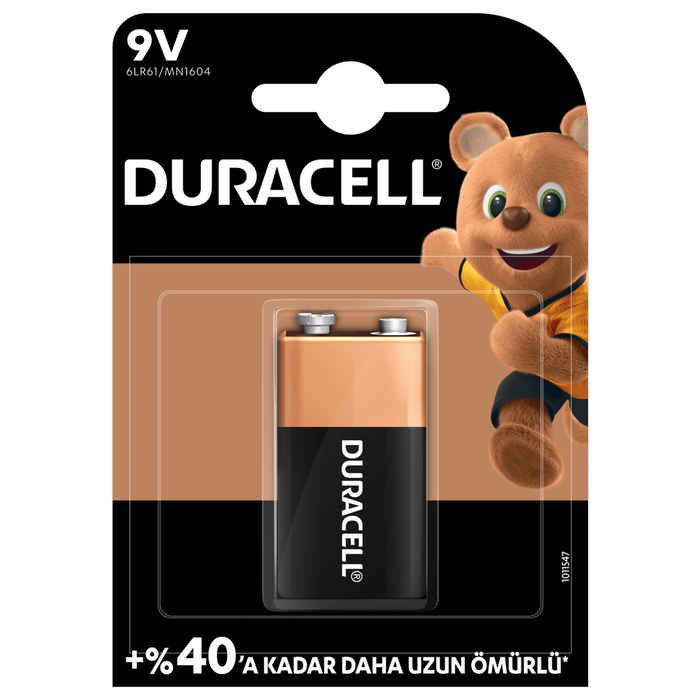 Duracell 9 Volt Pil 1'li - Duracell