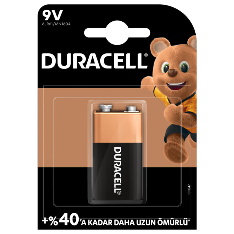 Duracell 9 Volt Pil 1'li - Duracell