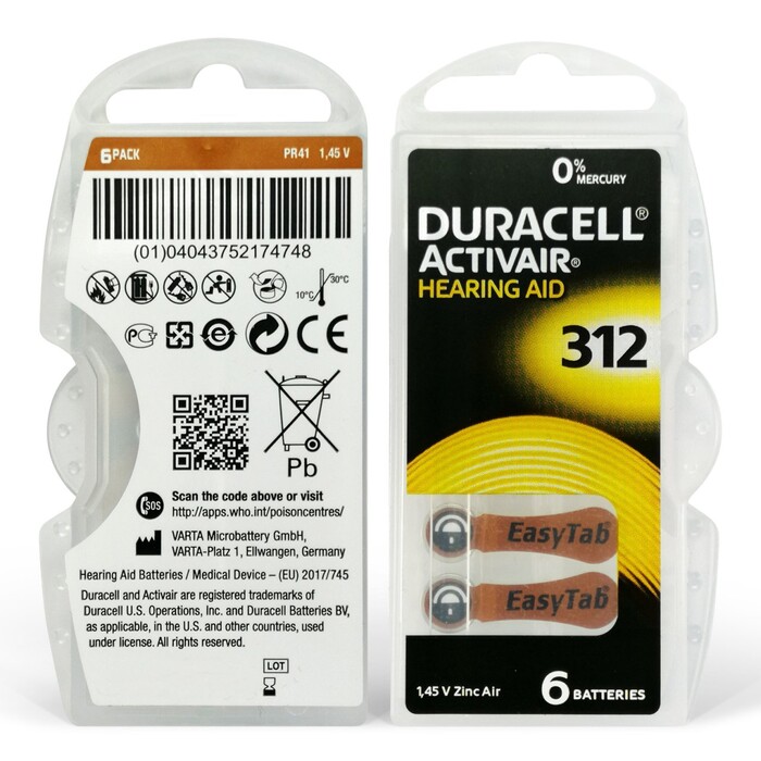 Duracell Activair 312 Kulaklık Pili 6'lı - Duracell