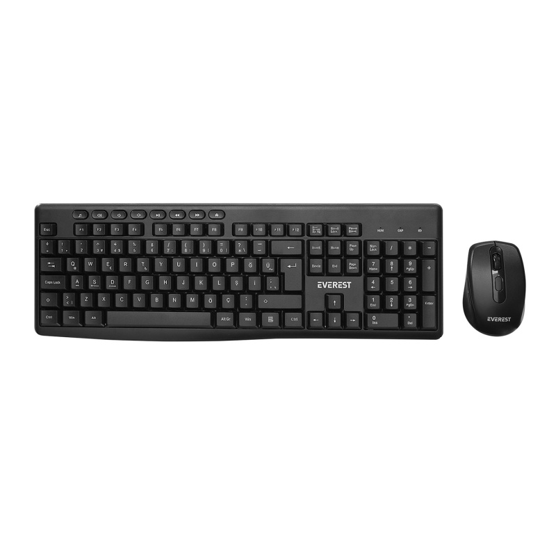 EVEREST KM-719 SİYAH KABLOSUZ Q KLAVYE + MOUSE - EVEREST