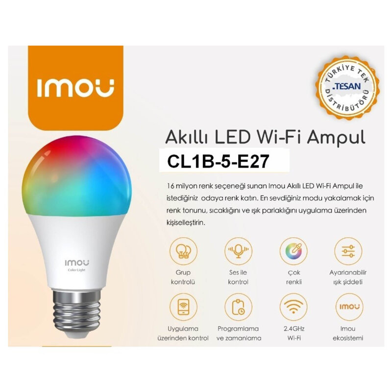 IMOU CL1B-5-E27 AKILLI LED WIFI AMPUL - 4