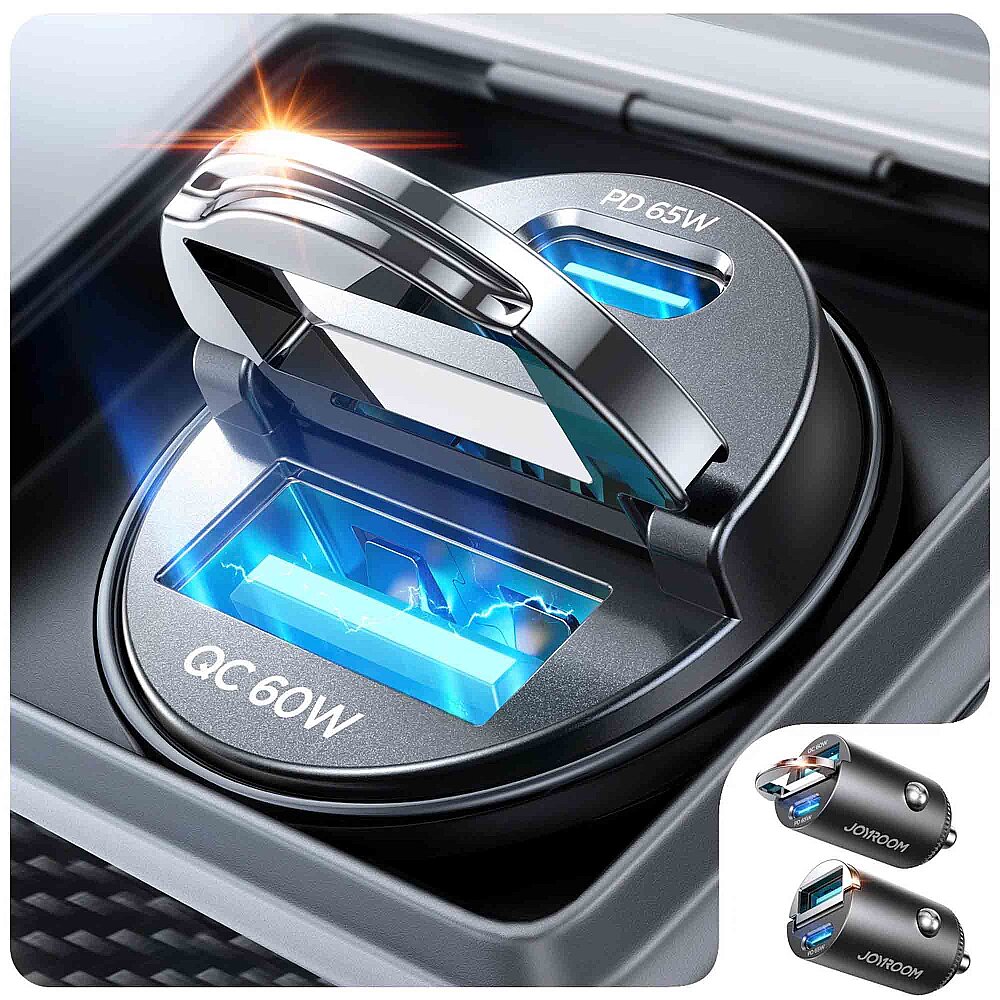 JOYROOM JR-CCN18 MİNİ 65W A+C PULL-RING CAR CHARGER - 2