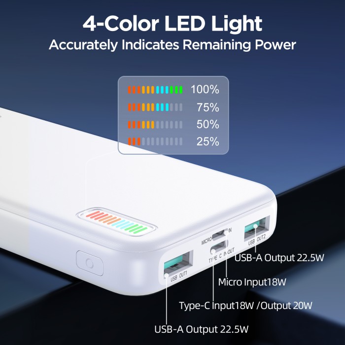 JOYROOM JR-QP194 22.5W POWERBANK 10000MAH-WHITE - 2