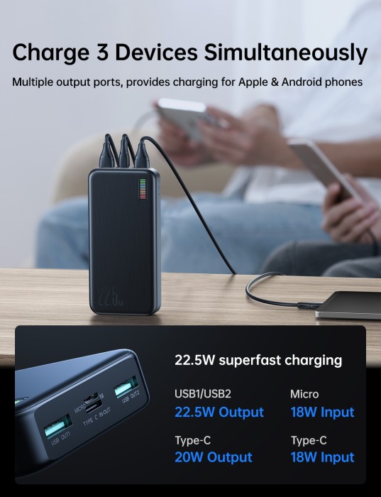 JOYROOM JR-QP195 22.5W POWERBANK 20000MAH-WHITE - 3