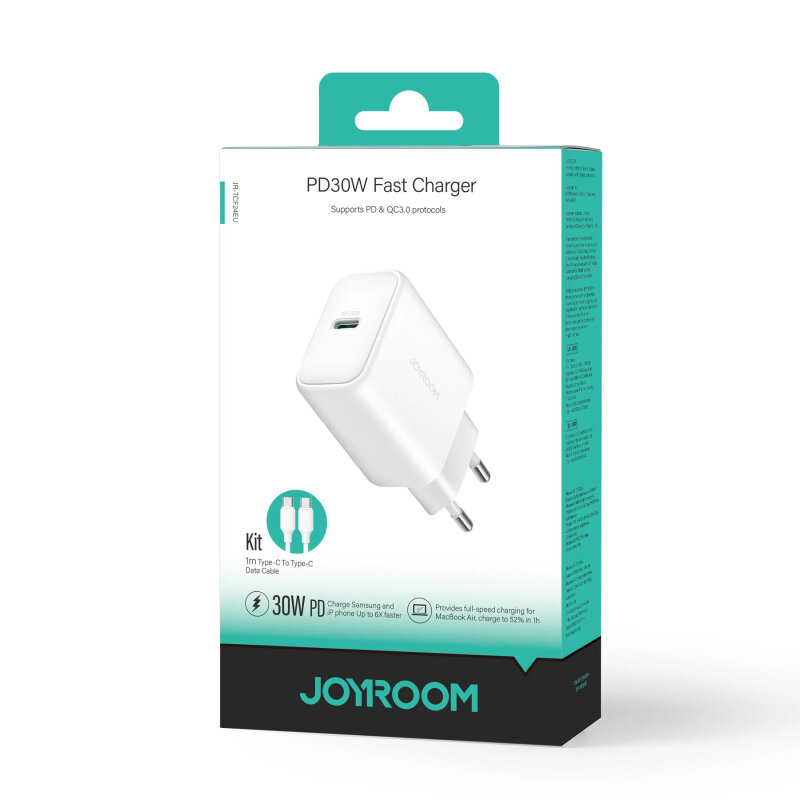 JOYROOM JR-TCF24 PD30W FAST CHARGER + C TO C CABLE 1M - 2