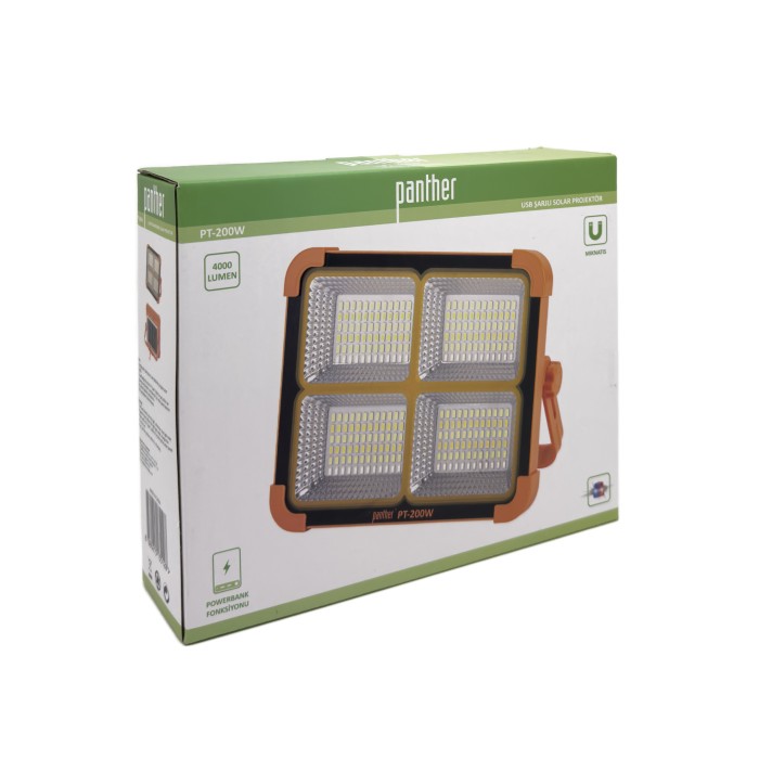 PANTHER PT-200W USB ŞARJLI SOLAR PROJEKTÖR - 5