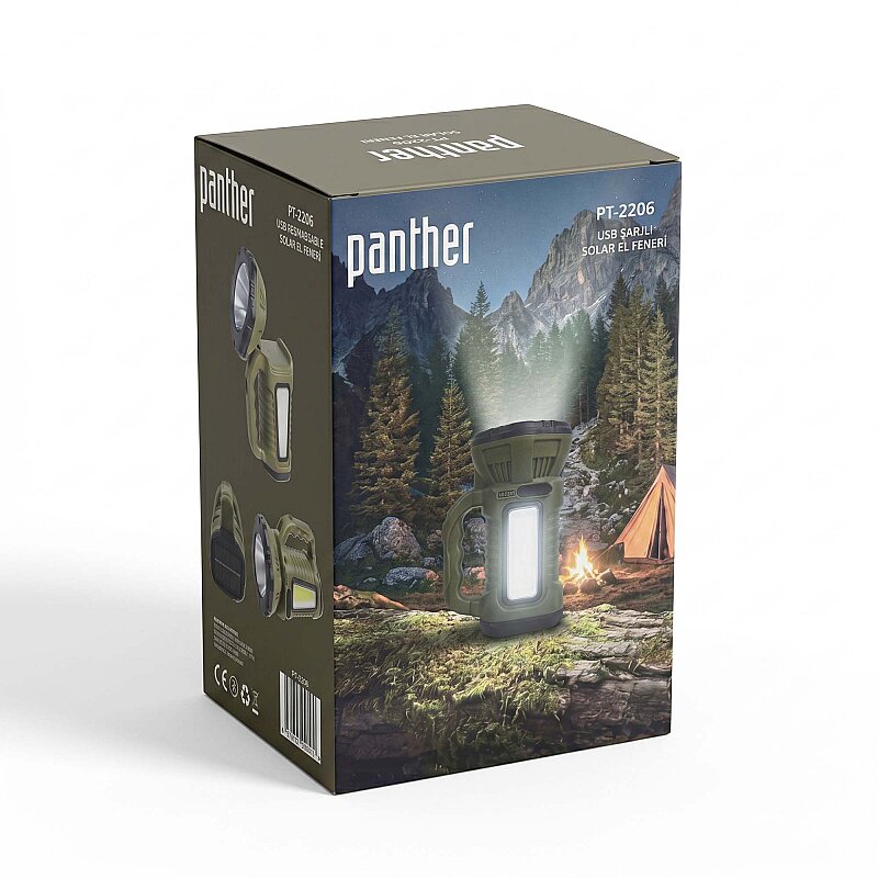 PANTHER PT-2206 USB ŞARJLI SOLAR EL FENERİ - 7