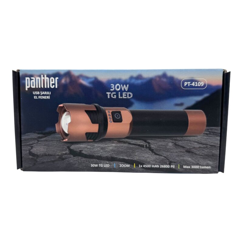 PANTHER PT-4109 USB ŞARJLI EL FENERİ - 6