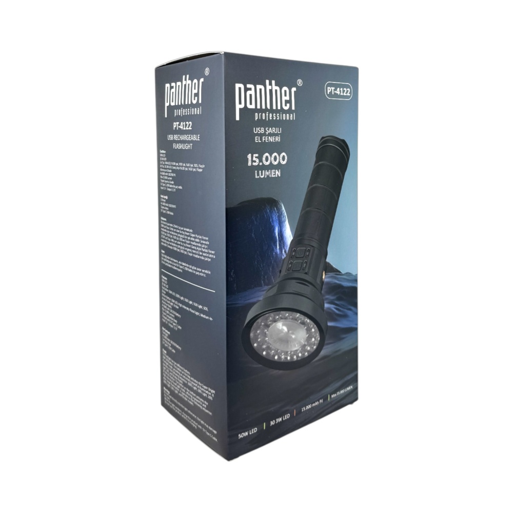 PANTHER PT-4122 USB ŞARJLI EL FENERİ - 5