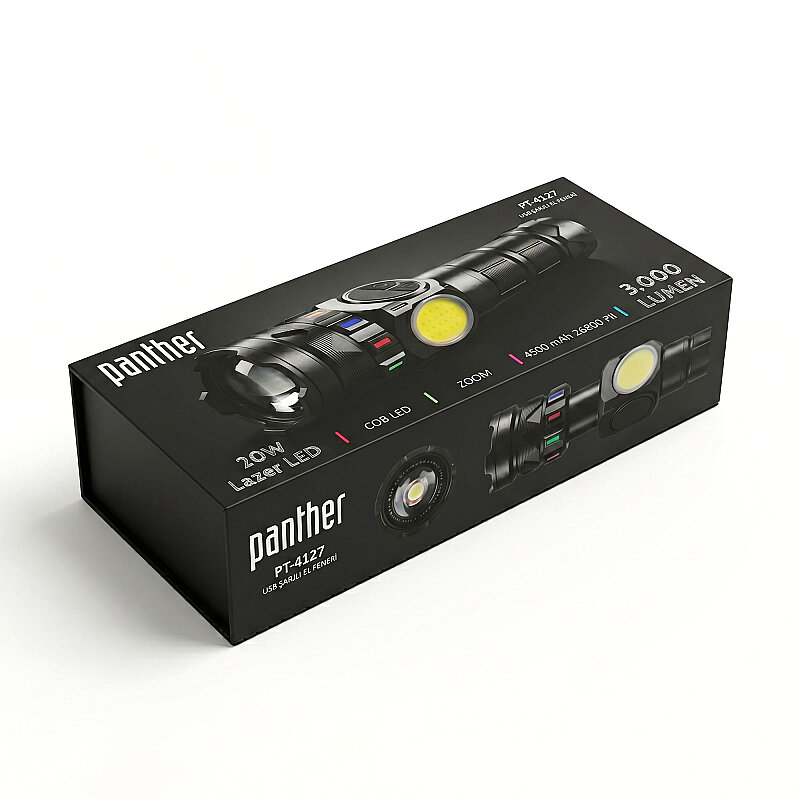 PANTHER PT-4127 USB ŞARJLI EL FENERİ - 6