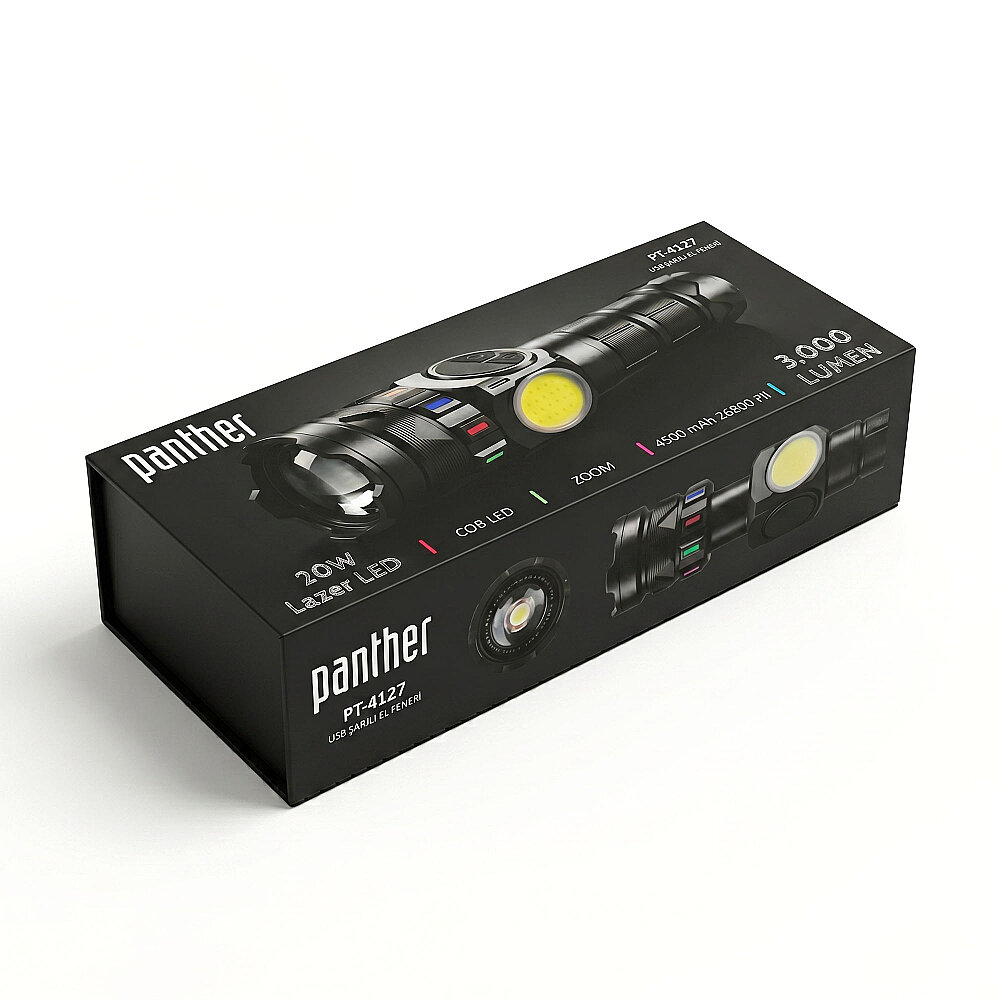 PANTHER PT-4127 USB ŞARJLI EL FENERİ - 6