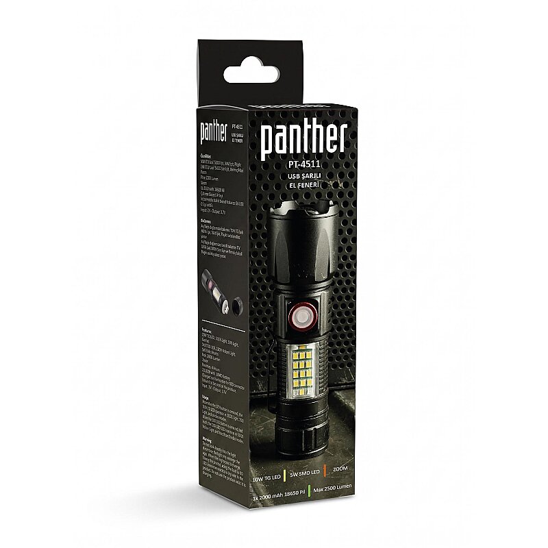 PANTHER PT-4511 USB ŞARJLI EL FENERİ - 4