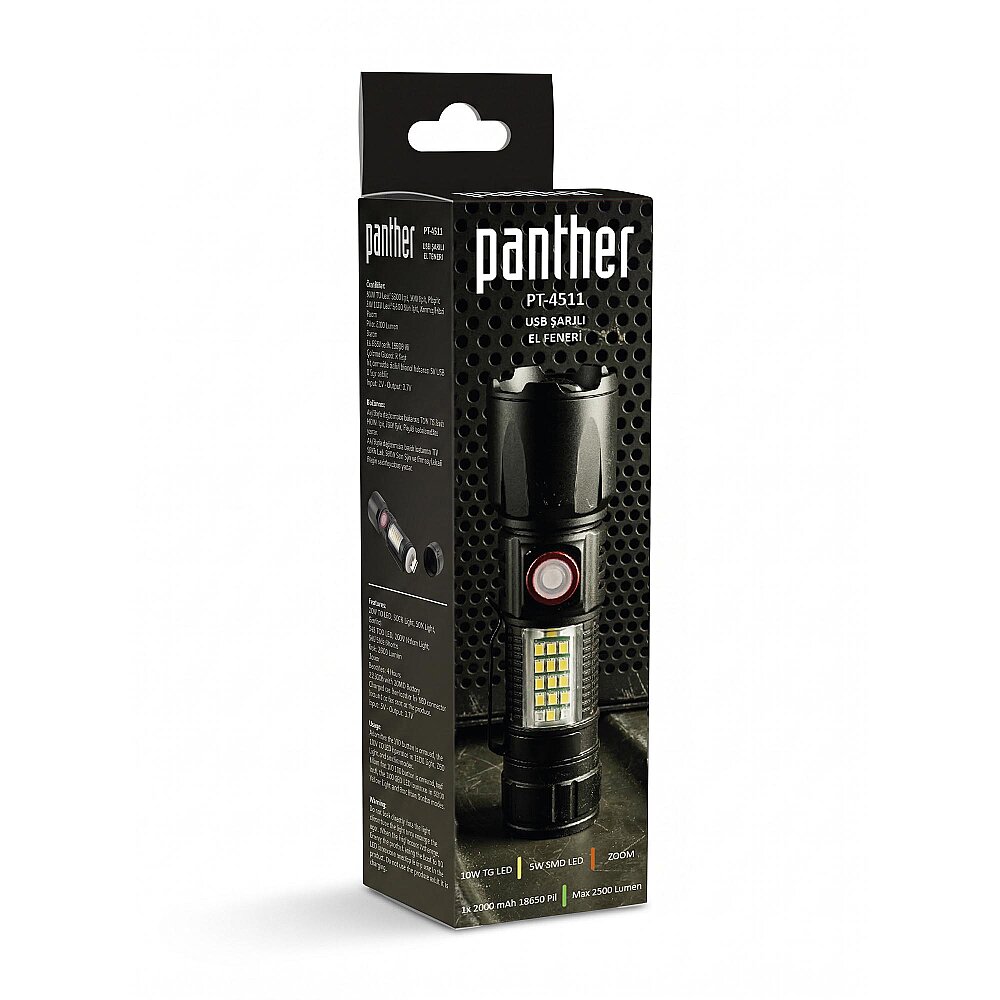 PANTHER PT-4511 USB ŞARJLI EL FENERİ - 4
