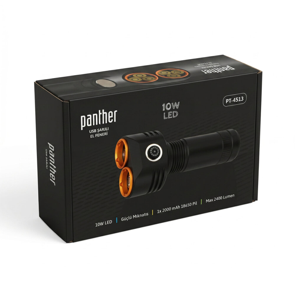 PANTHER PT-4513 USB ŞARJLI EL FENERİ - 4