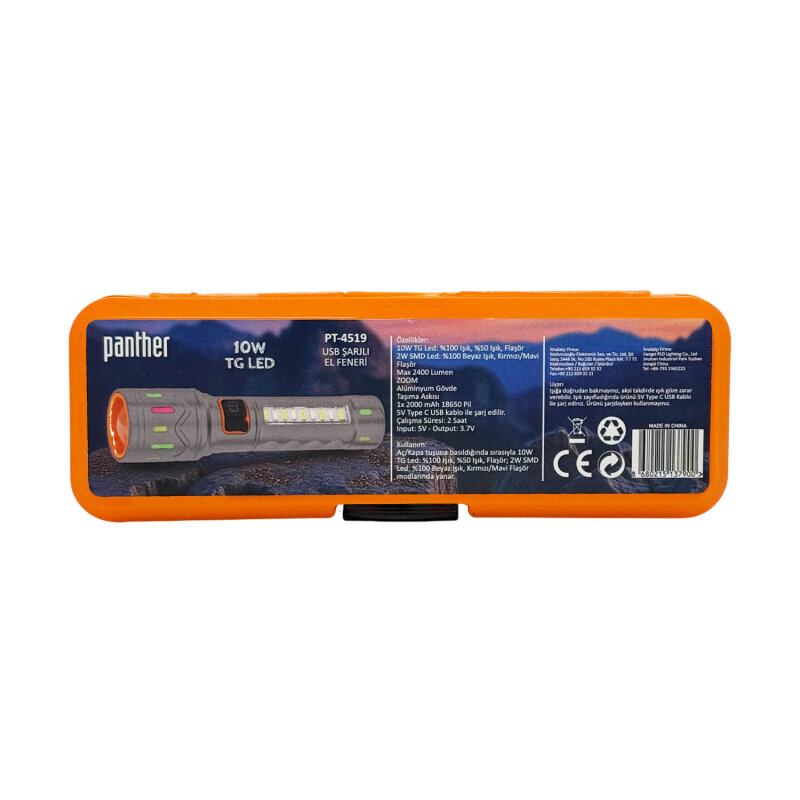 PANTHER PT-4519 USB ŞARJLI EL FENERİ - 4