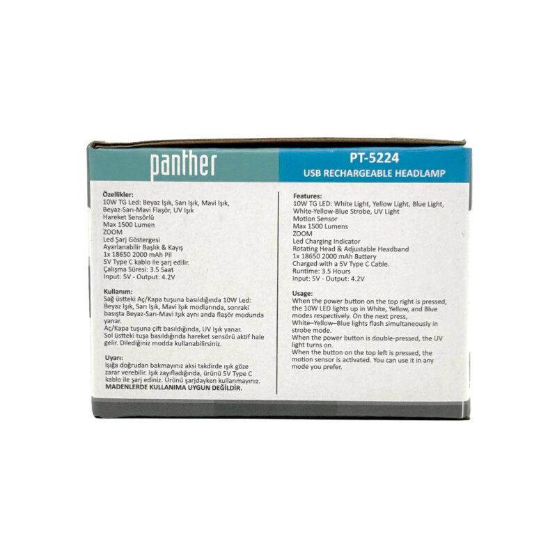 PANTHER PT-5224 USB ŞARJLI KAFA LAMBASI - 9