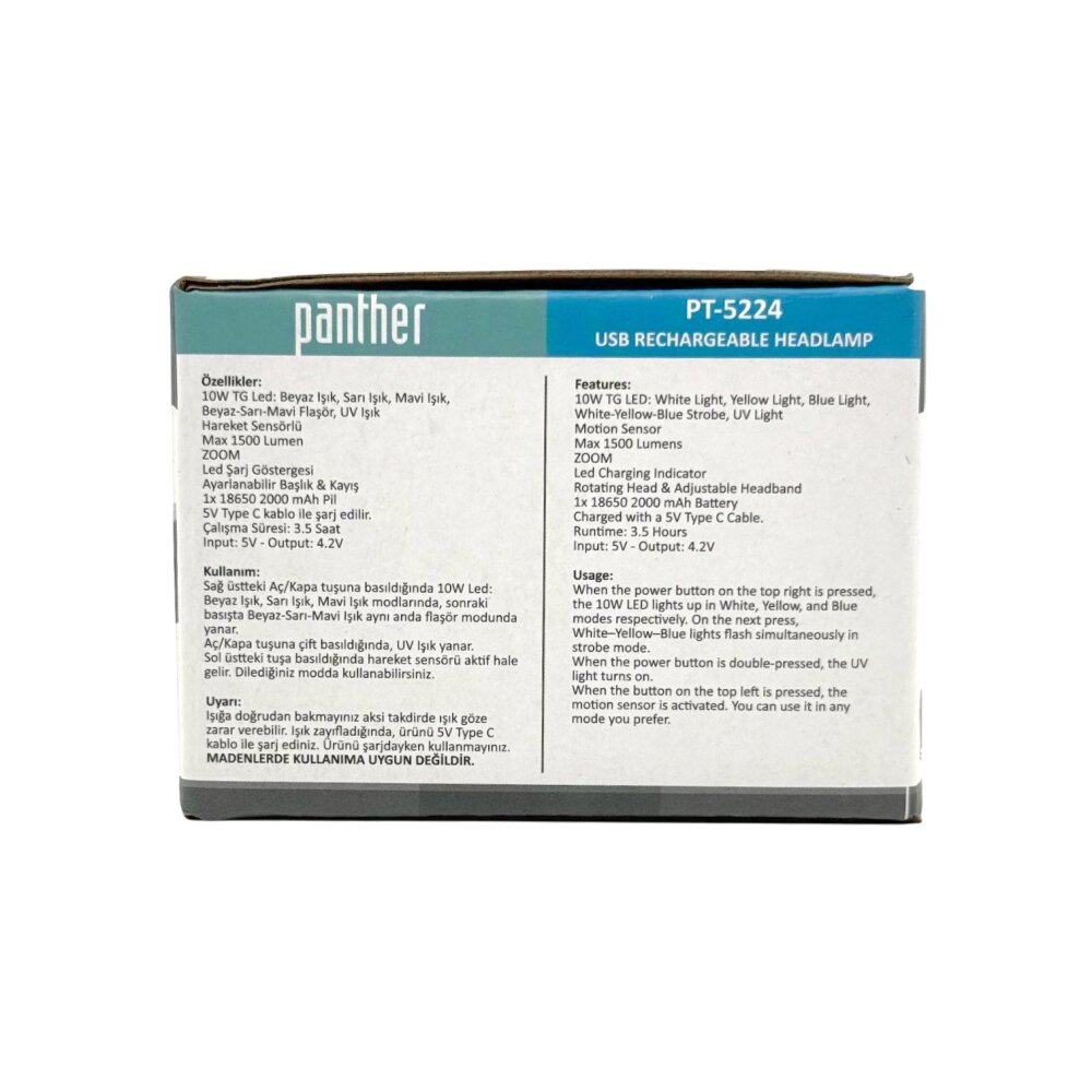 PANTHER PT-5224 USB ŞARJLI KAFA LAMBASI - 9