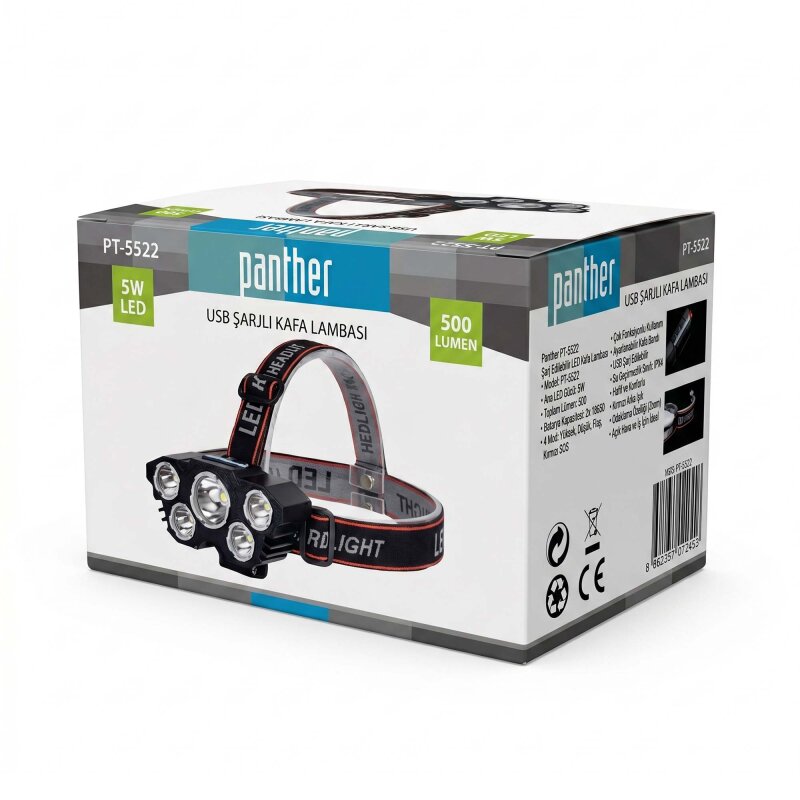PANTHER PT-5522 USB ŞARJLI KAFA LAMBASI - 4