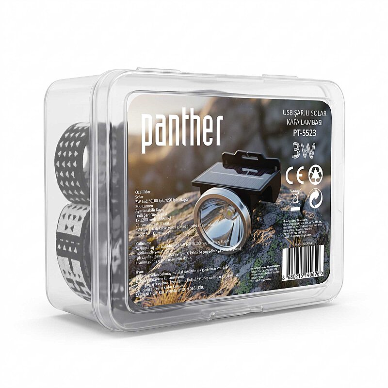 PANTHER PT-5523 USB ŞARJLI SOLAR KAFA LAMBASI - 3