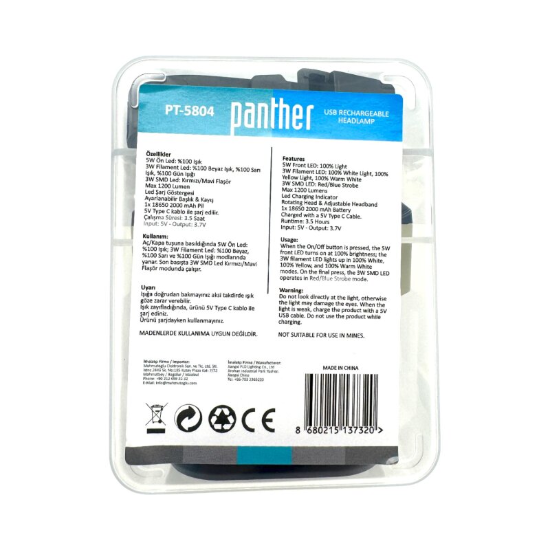 PANTHER PT-5804 USB ŞARJLI KAFA LAMBASI - 11