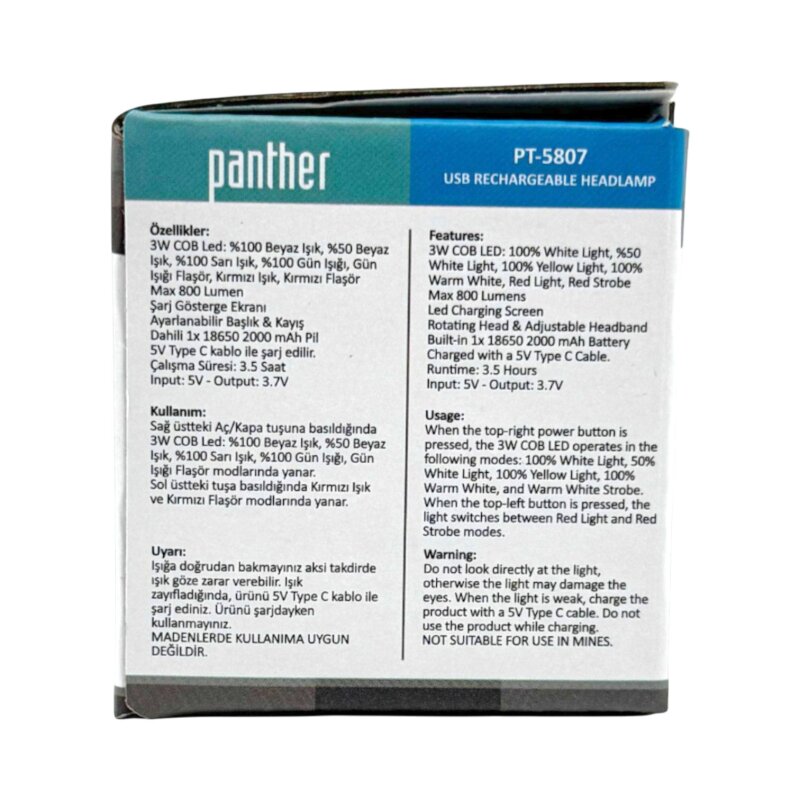 PANTHER PT-5807 USB ŞARJLI KAFA LAMBASI - 11