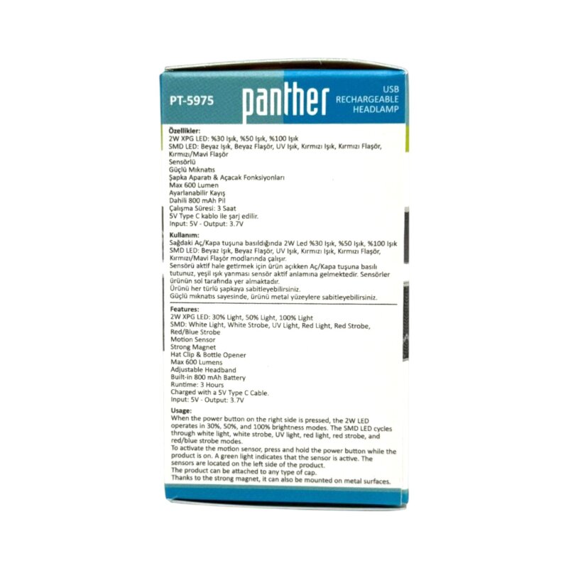 PANTHER PT-5975 USB ŞARJLI KAFA LAMBASI - 10