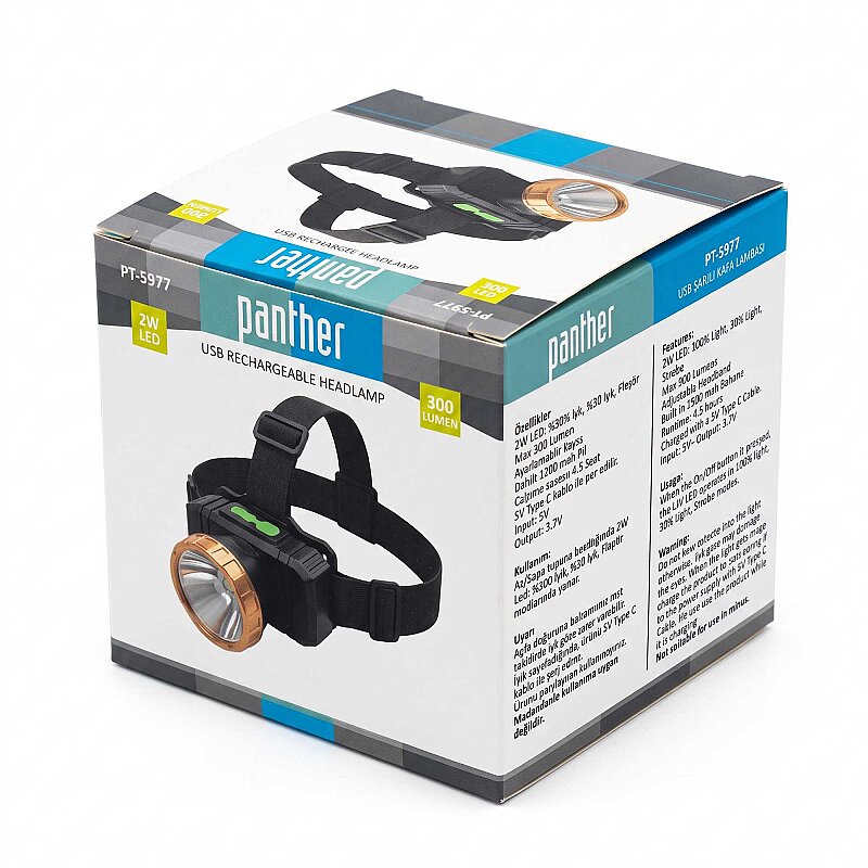 PANTHER PT-5977 USB ŞARJLI KAFA LAMBASI - 4