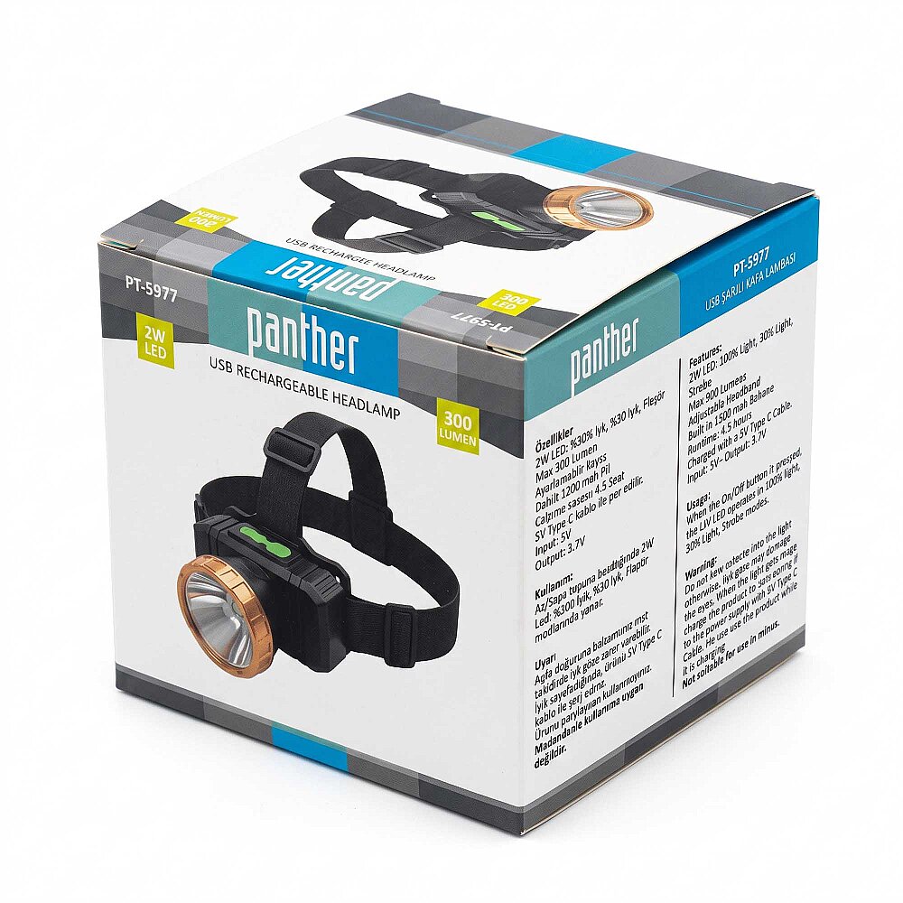 PANTHER PT-5977 USB ŞARJLI KAFA LAMBASI - 4