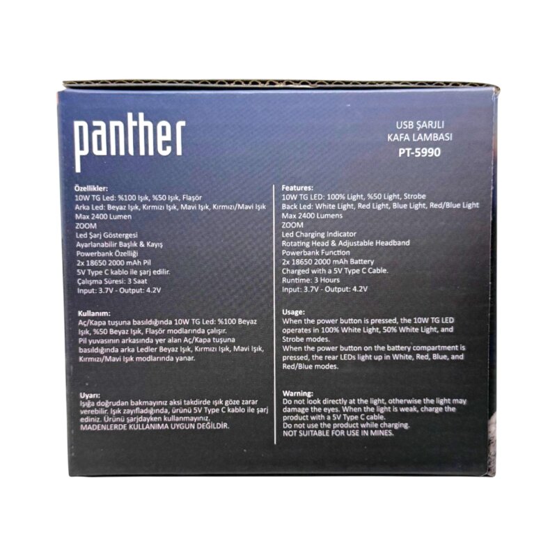PANTHER PT-5990 USB ŞARJLI KAFA LAMBASI - 10