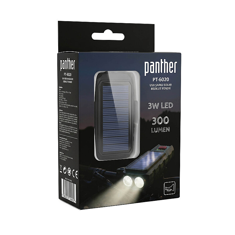 PANTHER PT-6020 USB ŞARJLI SOLAR BİSİKLET FENERİ - 6