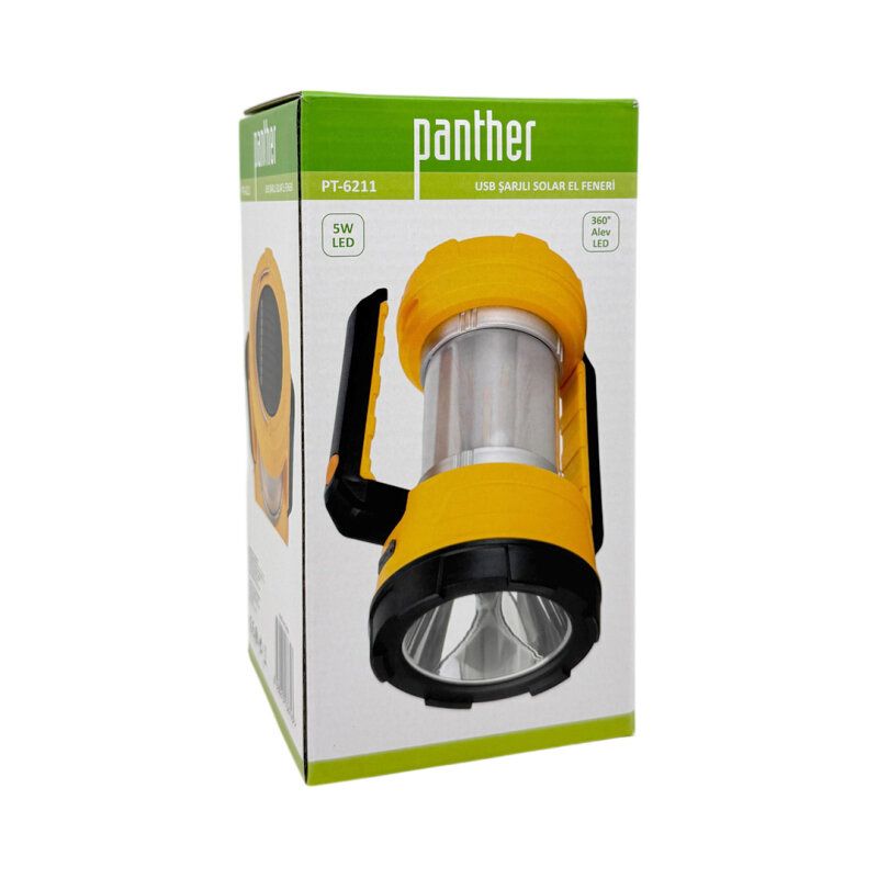 PANTHER PT-6211 USB ŞARJLI SOLAR EL FENERİ - 5