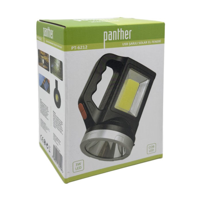 PANTHER PT-6212 USB ŞARJLI SOLAR EL FENERİ - 4