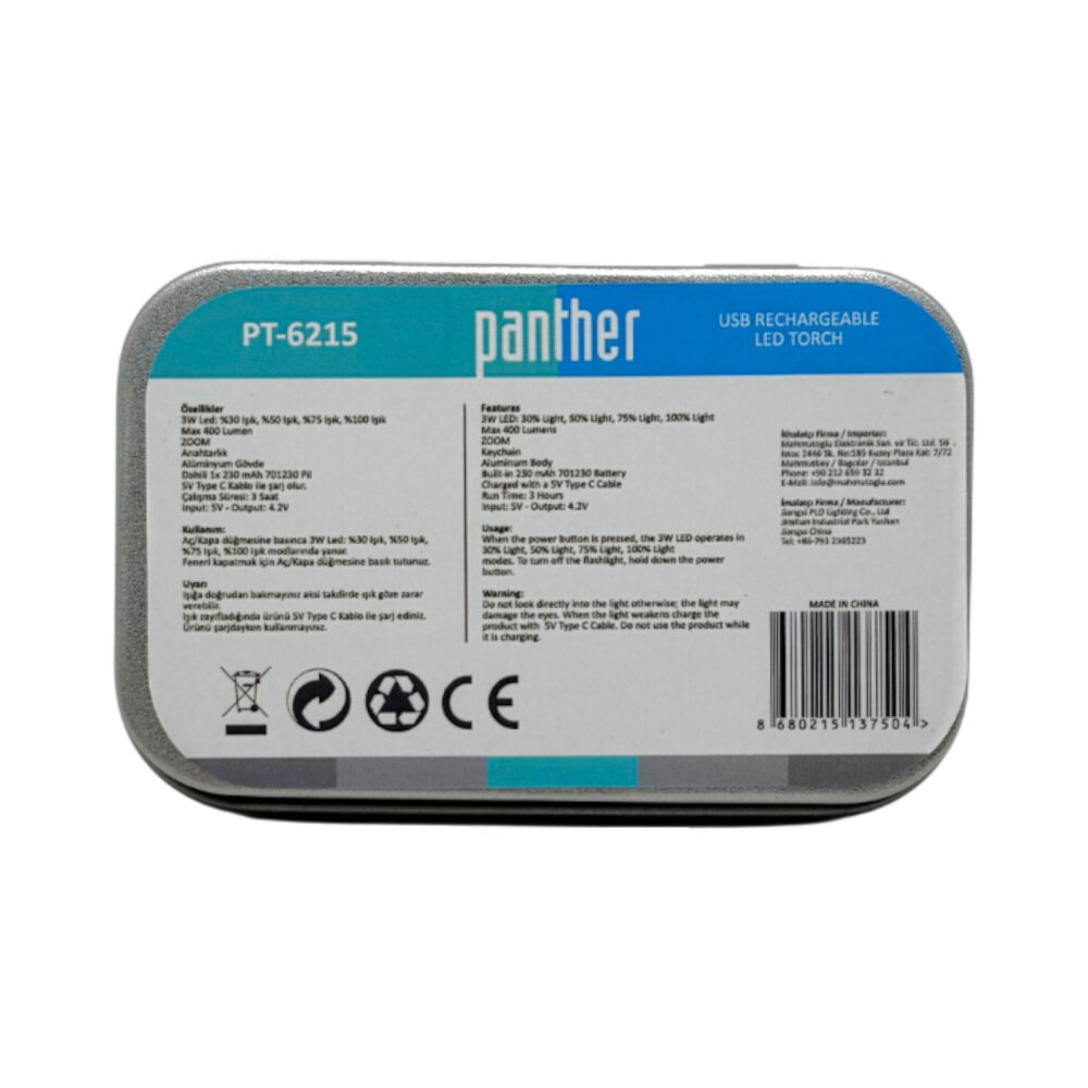 PANTHER PT-6215 USB ŞARJLI EL FENERİ - 9