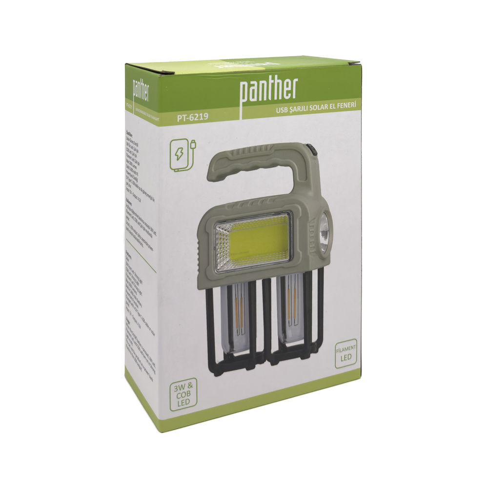 PANTHER PT-6219 USB ŞARJLI SOLAR EL FENERİ - 5