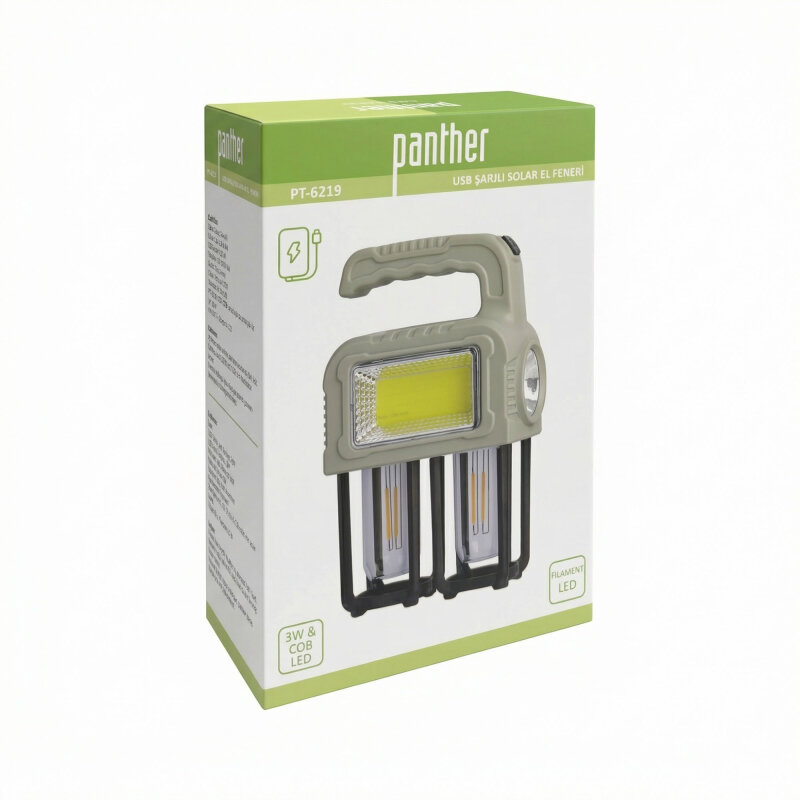 PANTHER PT-6219 USB ŞARJLI SOLAR EL FENERİ - 5