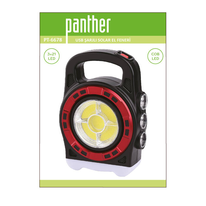 PANTHER PT-6678 SOLAR USB ŞARJLI EL FENERİ - 4