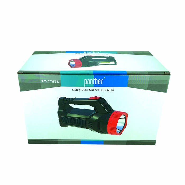 PANTHER PT-7757S USB ŞARJLI SOLAR EL FENERİ - 2
