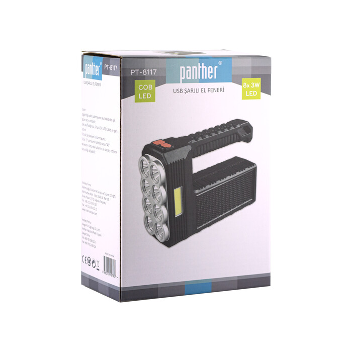 PANTHER PT-8117 8x3W USB ŞARJLI EL FENERİ - Thumbnail