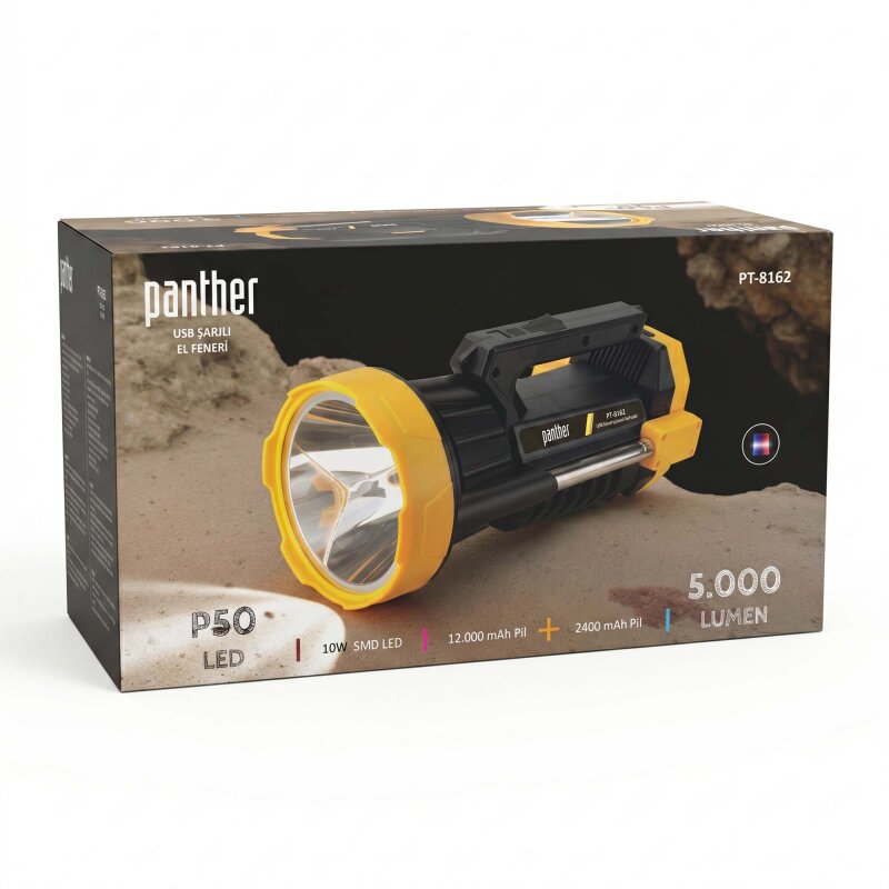 PANTHER PT-8162 USB ŞARJLI EL FENERİ - 6