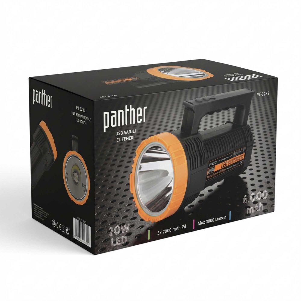 PANTHER PT-8232 USB ŞARJLI EL FENERİ - 6