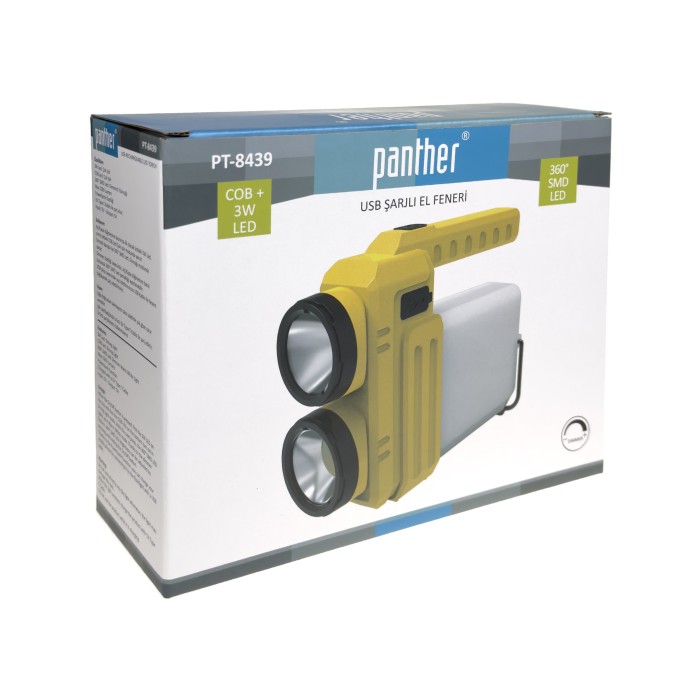 PANTHER PT-8439 USB ŞARJLI EL FENERİ - 6