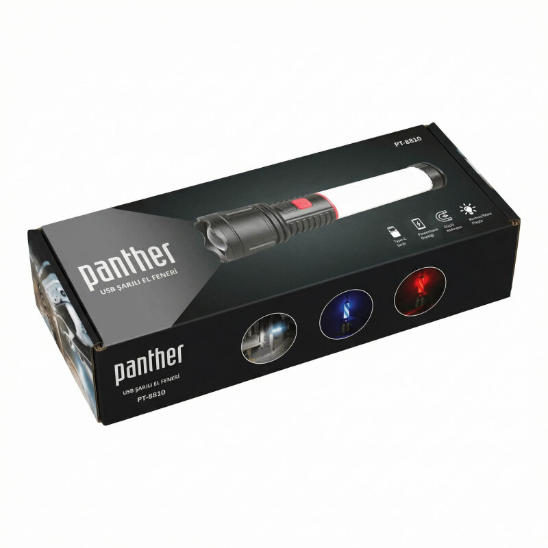 PANTHER PT-8810 USB ŞARJLI EL FENERİ - 6
