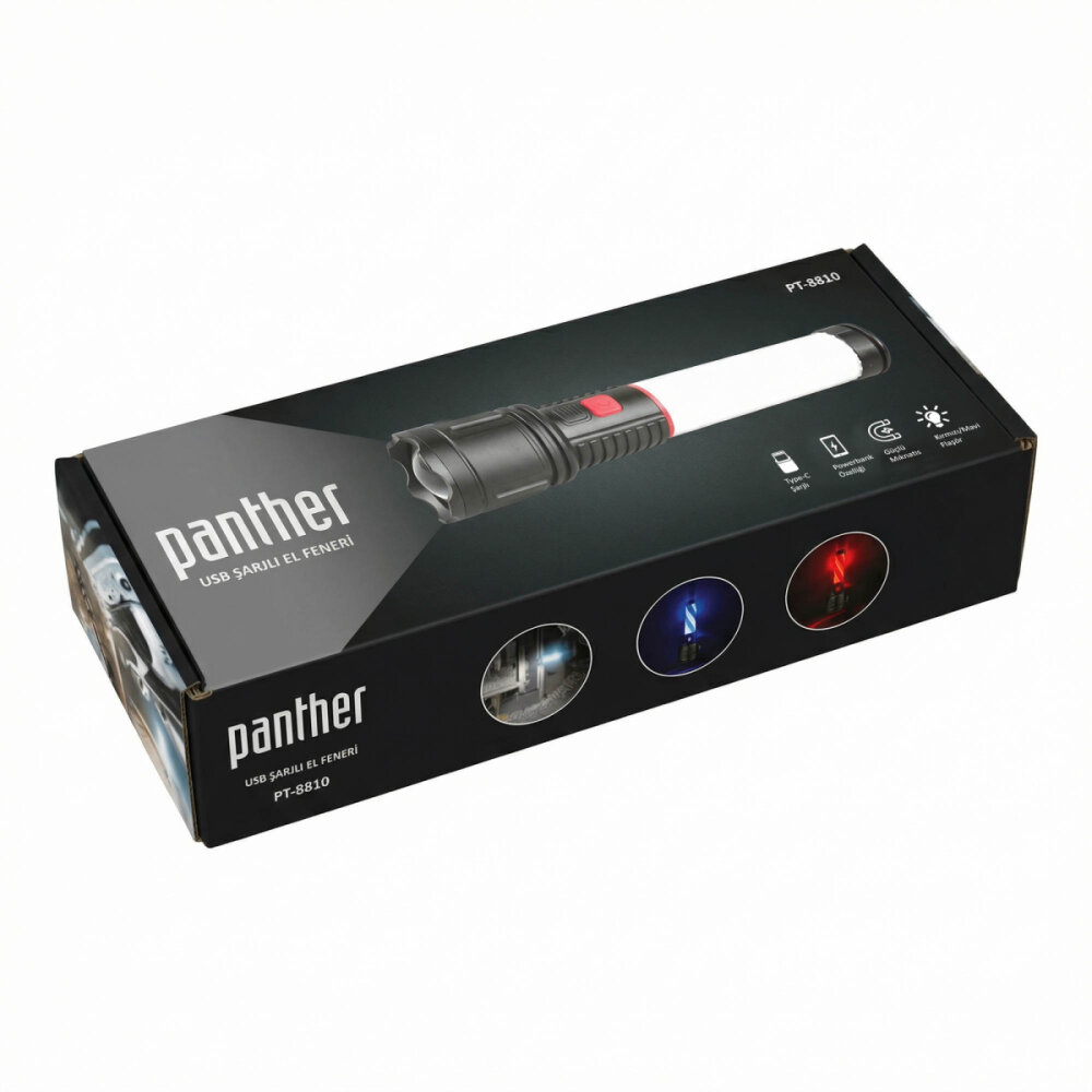 PANTHER PT-8810 USB ŞARJLI EL FENERİ - 6