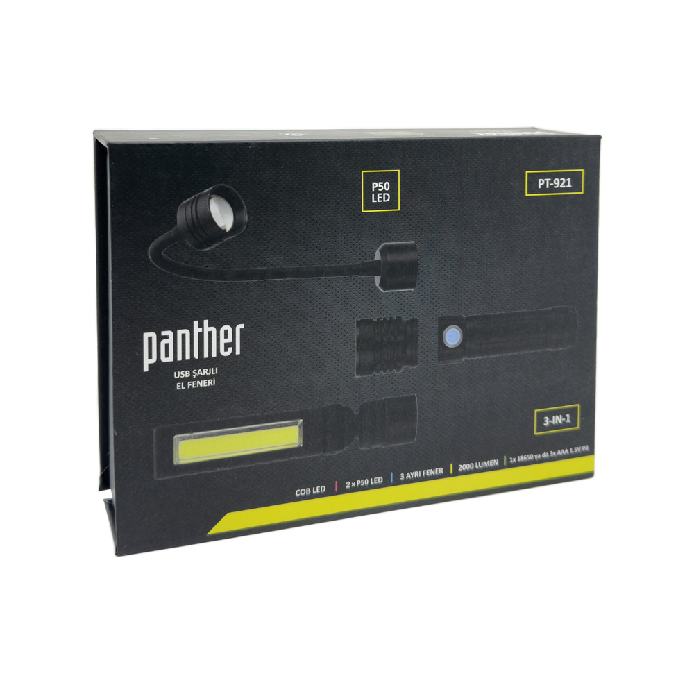 PANTHER PT-921 USB ŞARJLI EL FENERİ - 9