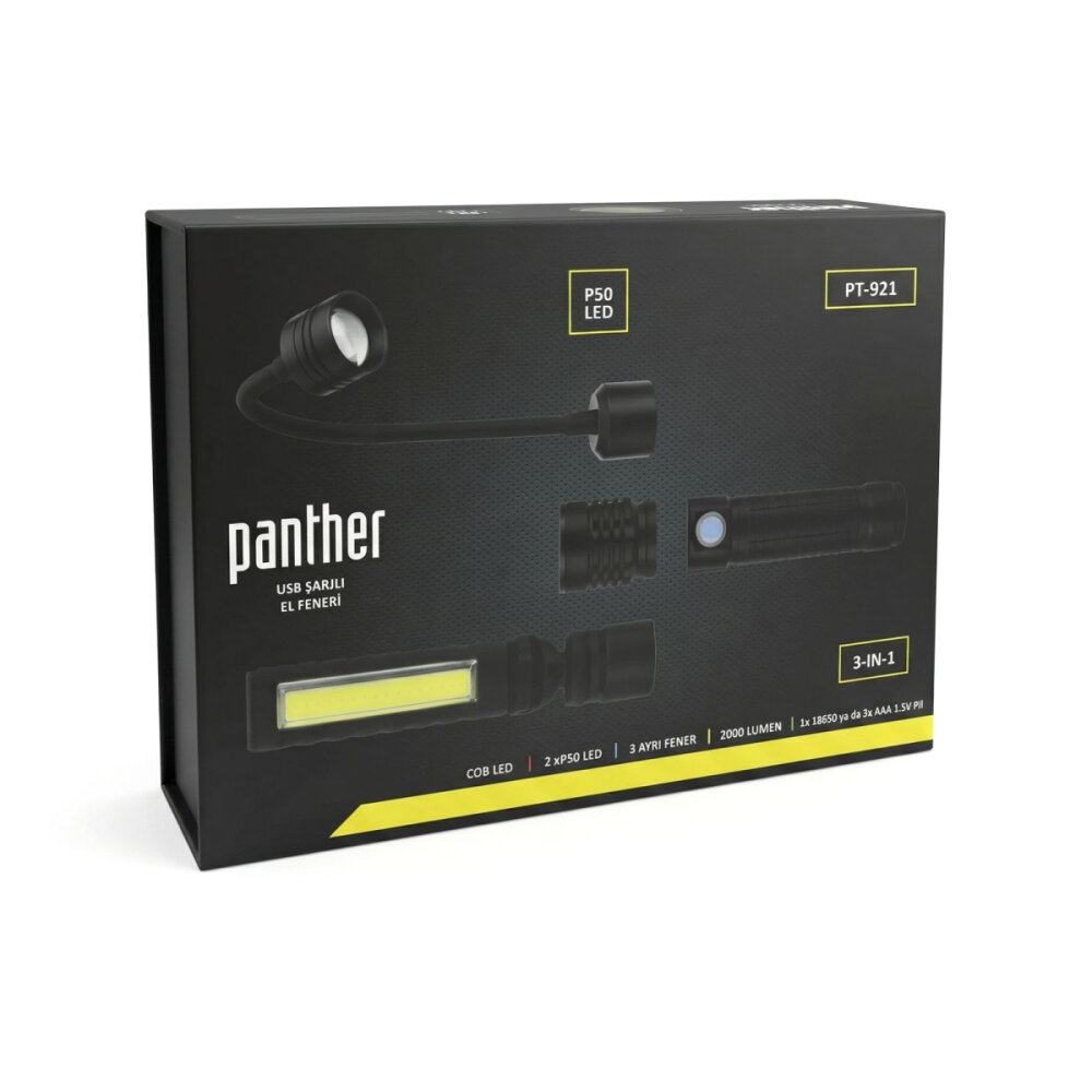 PANTHER PT-921 USB ŞARJLI EL FENERİ - 10