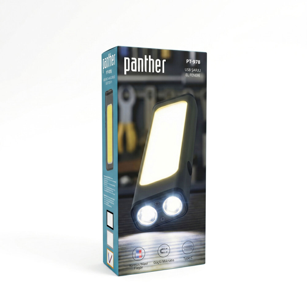 PANTHER PT-978 USB ŞARJLI EL FENERİ - 5